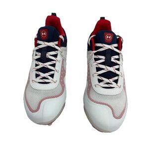Under Armour Women's Glyde USA Metal Fastpitch Softball Cleats Wht/Royal Size 8‎